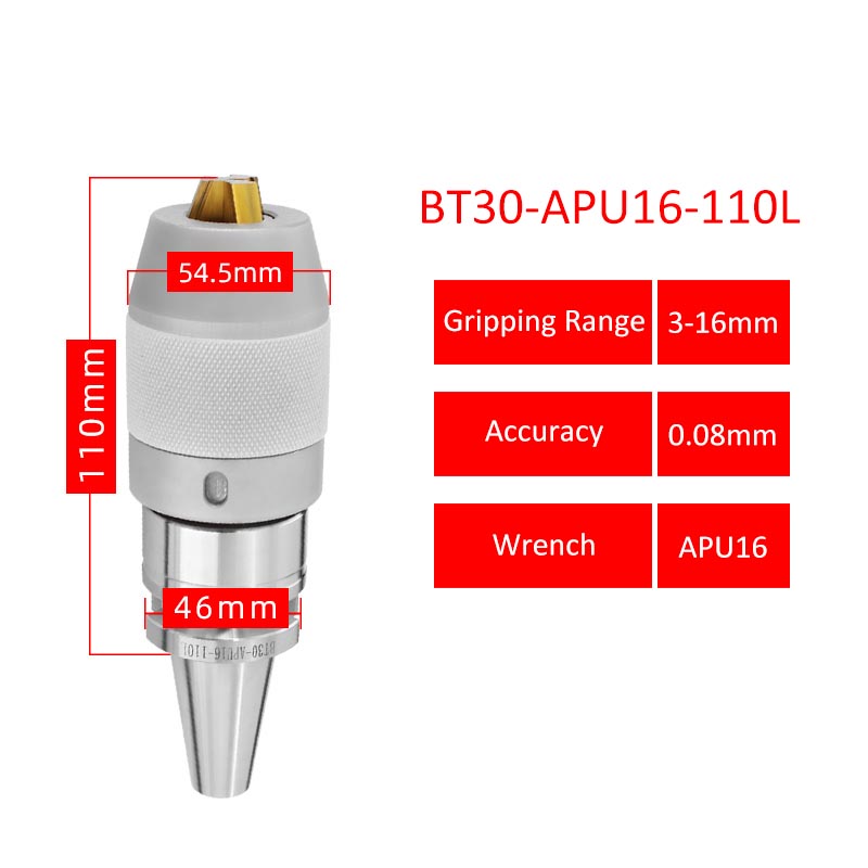 BT30-APU16-110L Drill Bit Collet Chuck Three-jaw Fastening for CNC Machining Center - Da Blacksmith