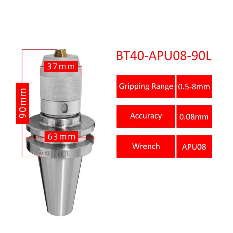 BT40-APU08-90L Drill Bit Collet Chuck Three-jaw Fastening for CNC Machining Center - Da Blacksmith