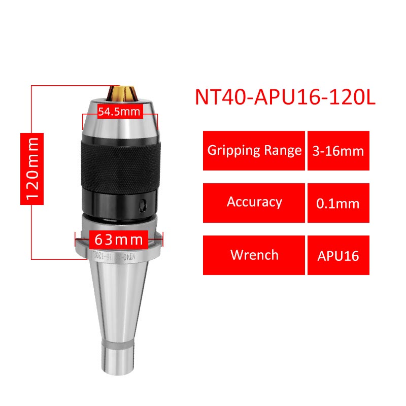 NT40APU16120L Drill Bit Collet Chuck Threejaw Fastening for CNC Mac