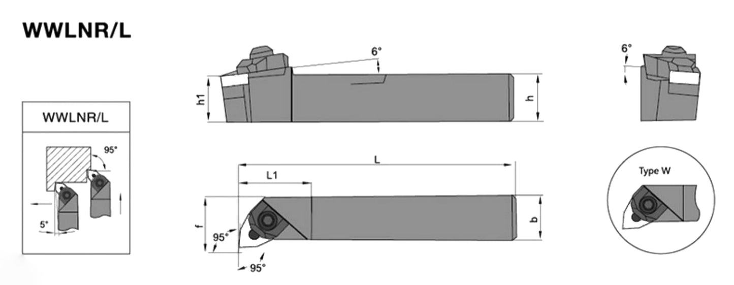 WWLNR/WWLNL 1616H08 External Turning Toolholder - Da Blacksmith