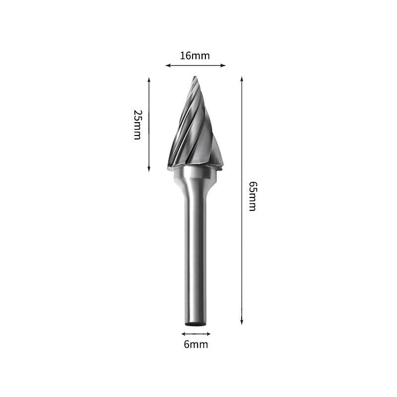 SM 16*25mm Pointed Cone Carbide Burr 6mm Shank 65mm Long Rotary File Bit - Da Blacksmith
