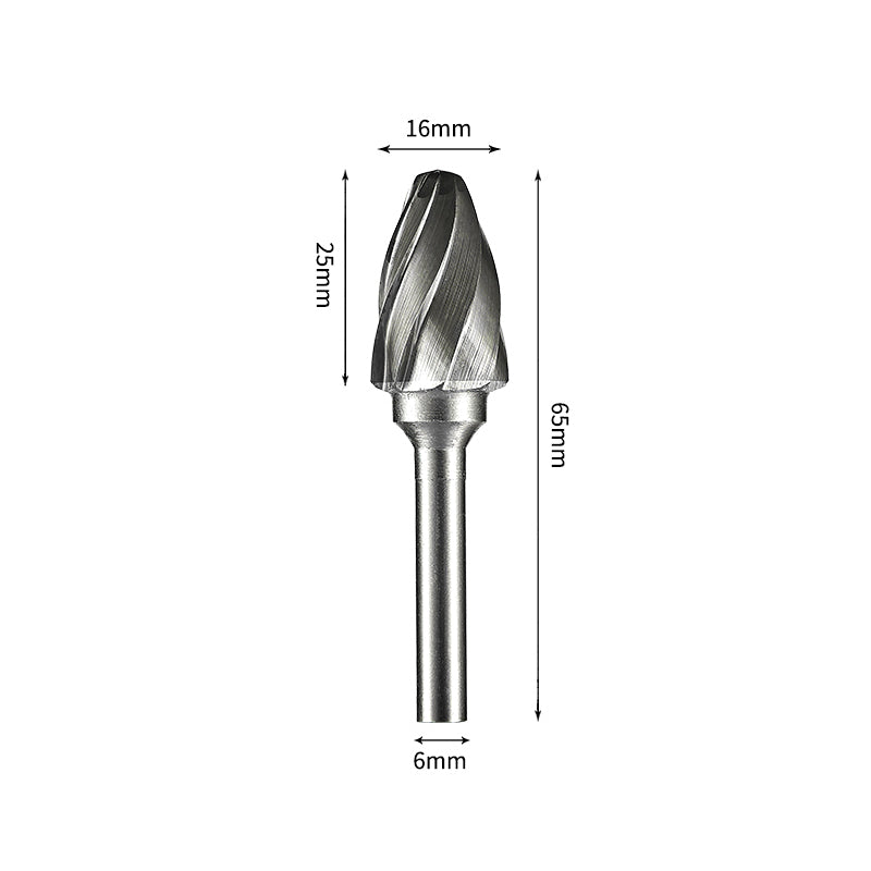 SF 16*25mm Rounded Nose Tree Carbide Burr 6mm Shank 65mm Long Rotary File Bit - Da Blacksmith