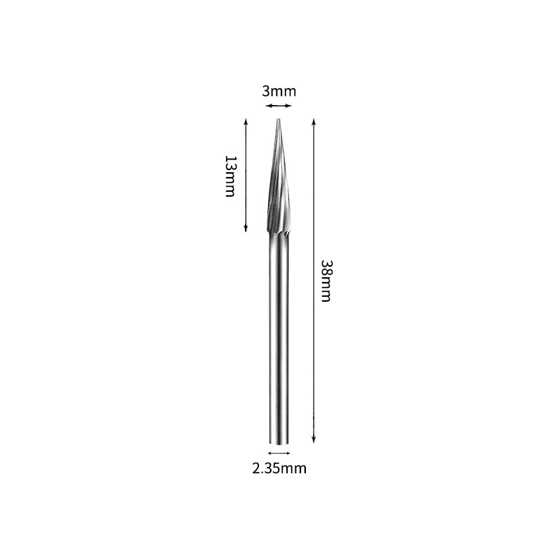 SM 3*13mm Pointed Cone Carbide Burr 2.35mm Shank 38mm Long Rotary File Bit - Da Blacksmith