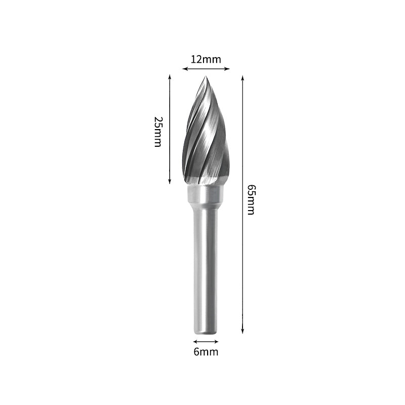 SG 12*25mm Pointed Tree Carbide Burr 6mm Shank 65mm Long Rotary File Bit - Da Blacksmith