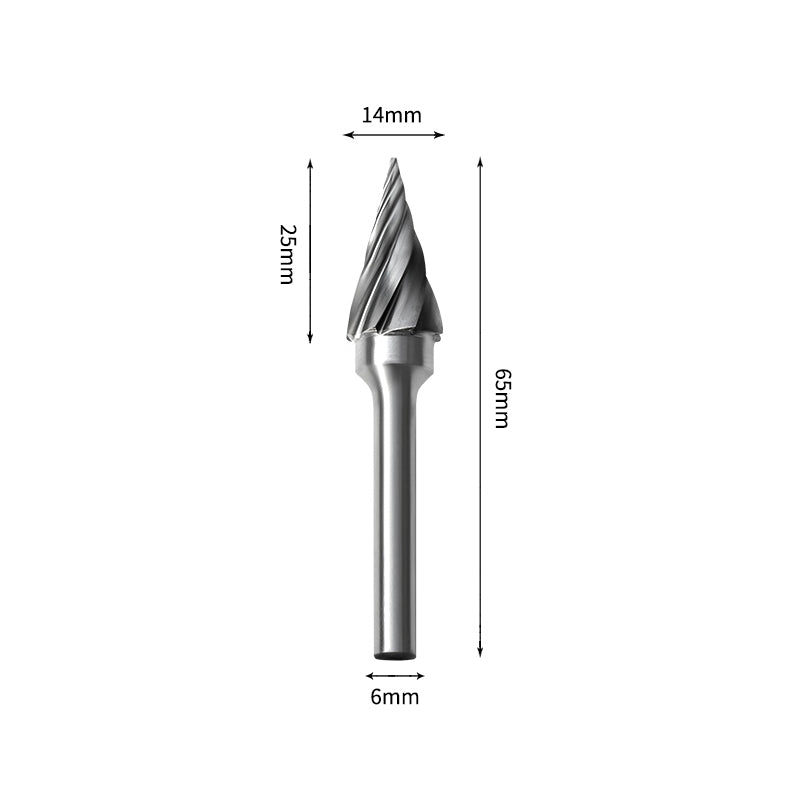 SM 14*25mm Pointed Cone Carbide Burr 6mm Shank 65mm Long Rotary File Bit - Da Blacksmith