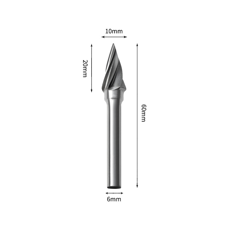 SM 10*20mm Pointed Cone Carbide Burr 6mm Shank 60mm Long Rotary File Bit - Da Blacksmith