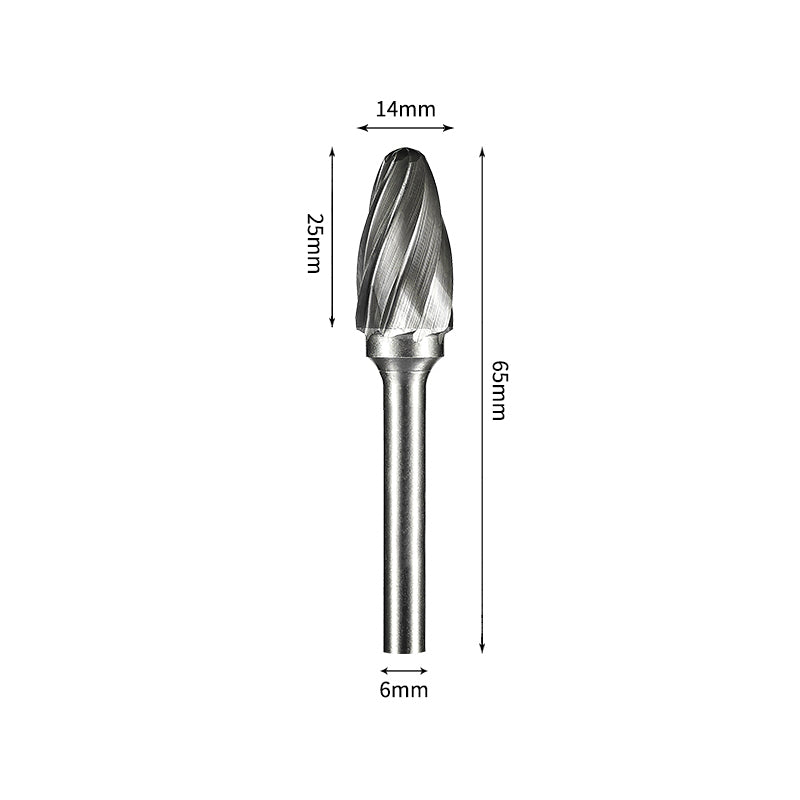 SF 14*25mm Rounded Nose Tree Carbide Burr 6mm Shank 65mm Long Rotary File Bit - Da Blacksmith