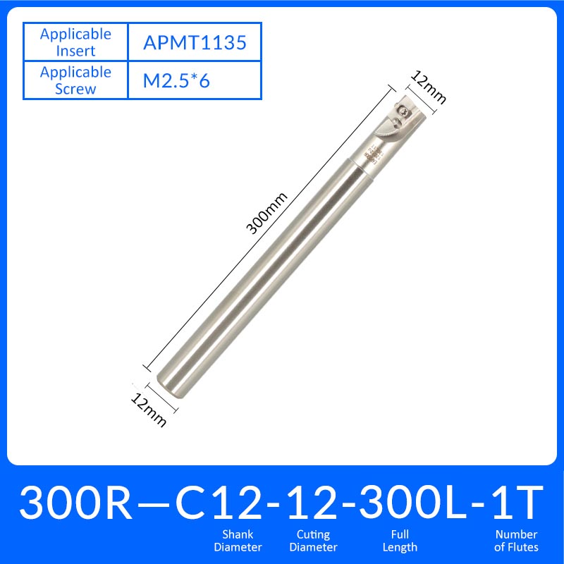 EAP300R C12-12-300-1T Square End Milling Cutter Extended Shank APMT/APKT Tool Holder - Da Blacksmith