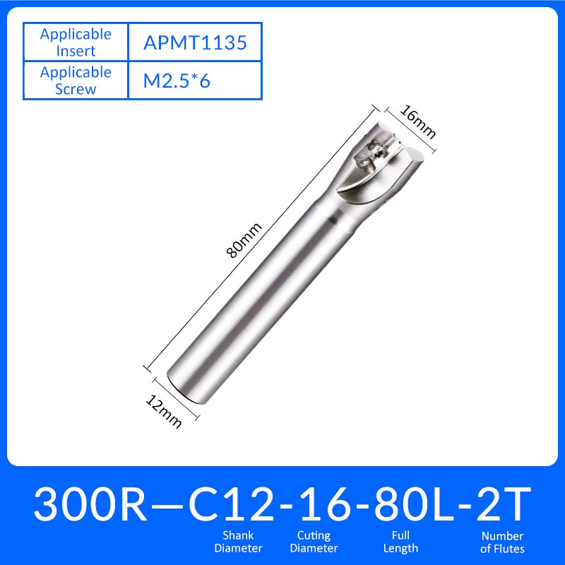 EAP300R C12-16-80-2T Square End Milling Cutter Extended Shank APMT/APKT Tool Holder - Da Blacksmith