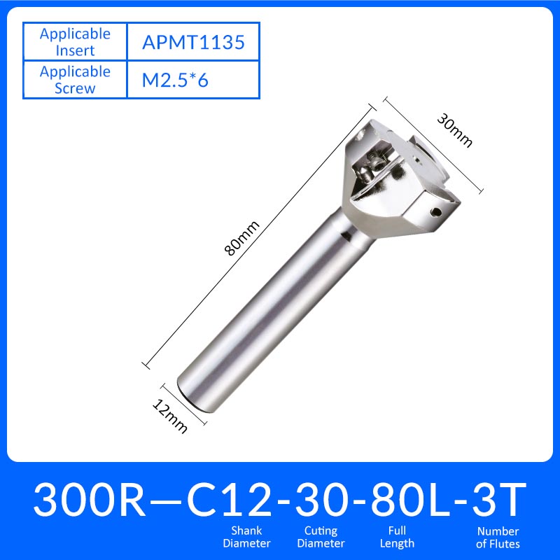 EAP300R C12-30-80-3T Square End Milling Cutter Extended Shank APMT/APKT Tool Holder - Da Blacksmith