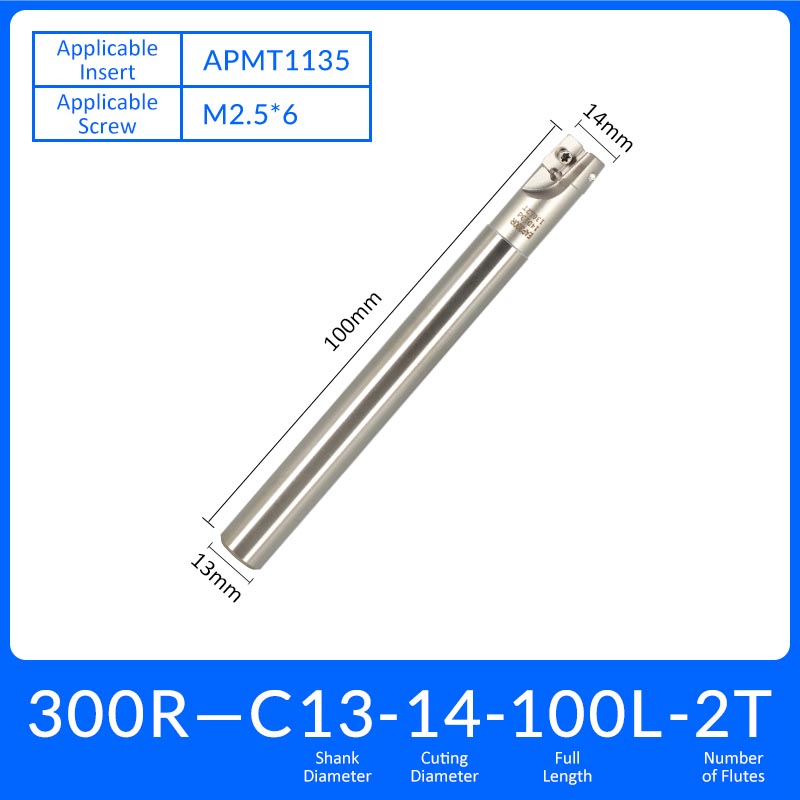 EAP300R C13-14-100-2T Square End Milling Cutter Extended Shank APMT/APKT Tool Holder - Da Blacksmith