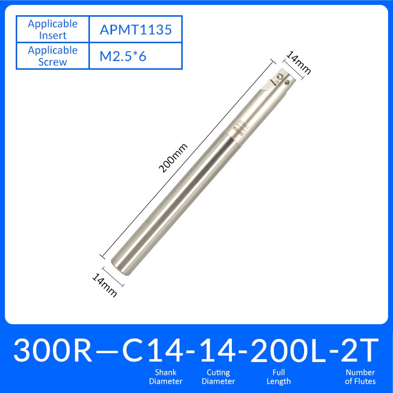 EAP300R C14-14-200-2T Square End Milling Cutter Extended Shank APMT/APKT Tool Holder - Da Blacksmith