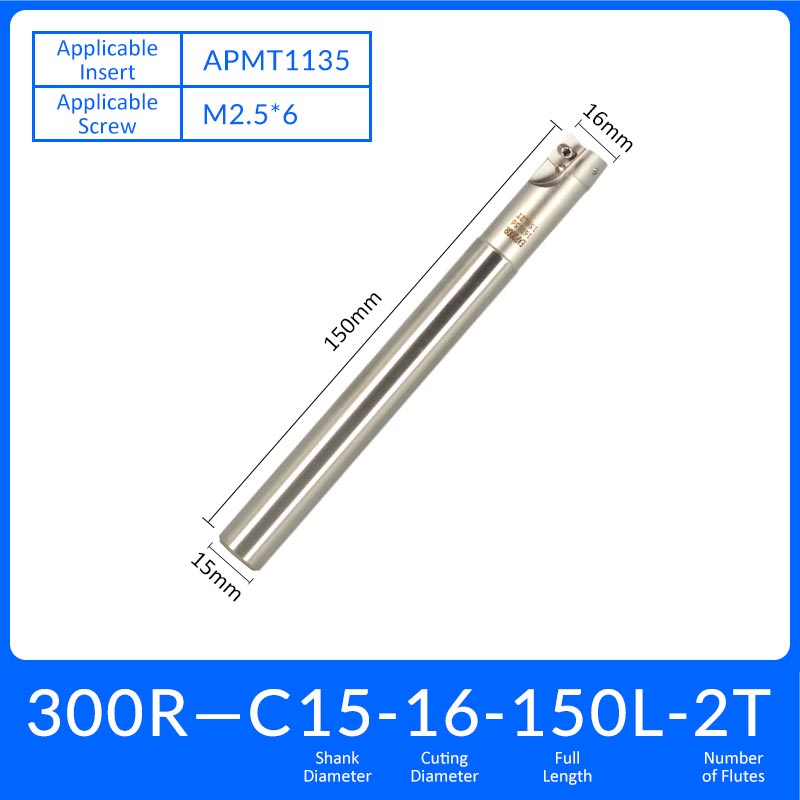 EAP300R C15-16-150-2T Square End Milling Cutter Extended Shank APMT/APKT Tool Holder - Da Blacksmith