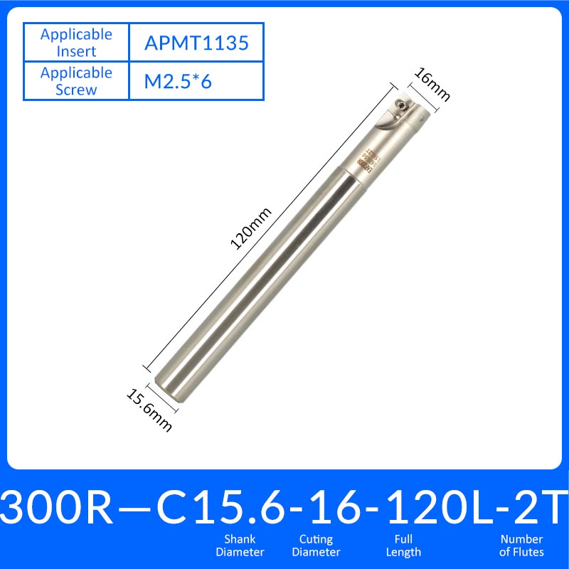 EAP300R C15.6-16-120-2T Square End Milling Cutter Extended Shank APMT/APKT Tool Holder - Da Blacksmith