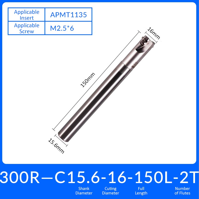 EAP300R C15.6-16-150-2T Square End Milling Cutter Extended Shank APMT/APKT Tool Holder - Da Blacksmith