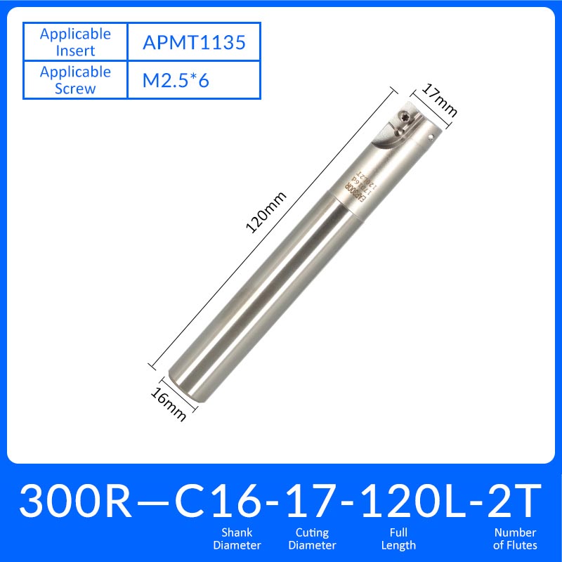 EAP300R C16-17-120-2T Square End Milling Cutter Extended Shank APMT/APKT Tool Holder - Da Blacksmith