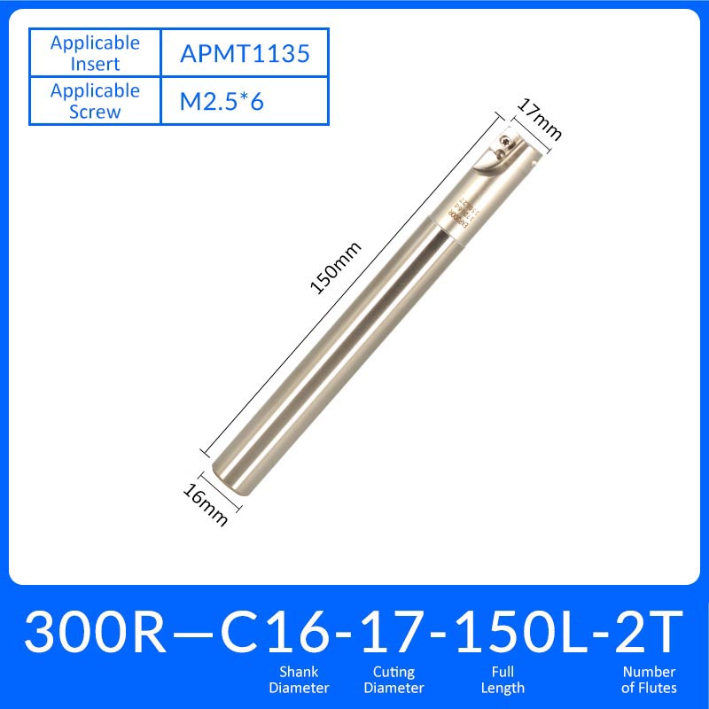 EAP300R C16-17-150-2T Square End Milling Cutter Extended Shank APMT/APKT Tool Holder - Da Blacksmith