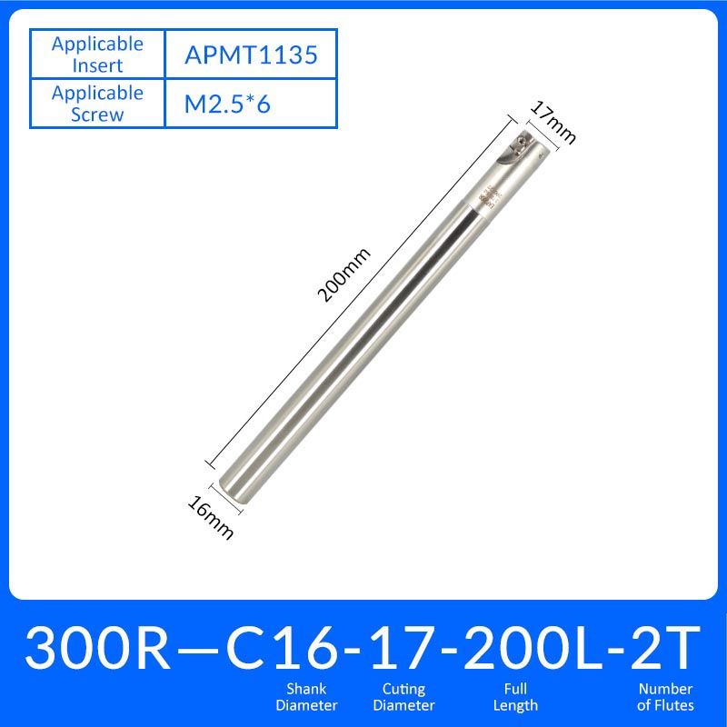 EAP300R C16-17-200-2T Square End Milling Cutter Extended Shank APMT/APKT Tool Holder - Da Blacksmith