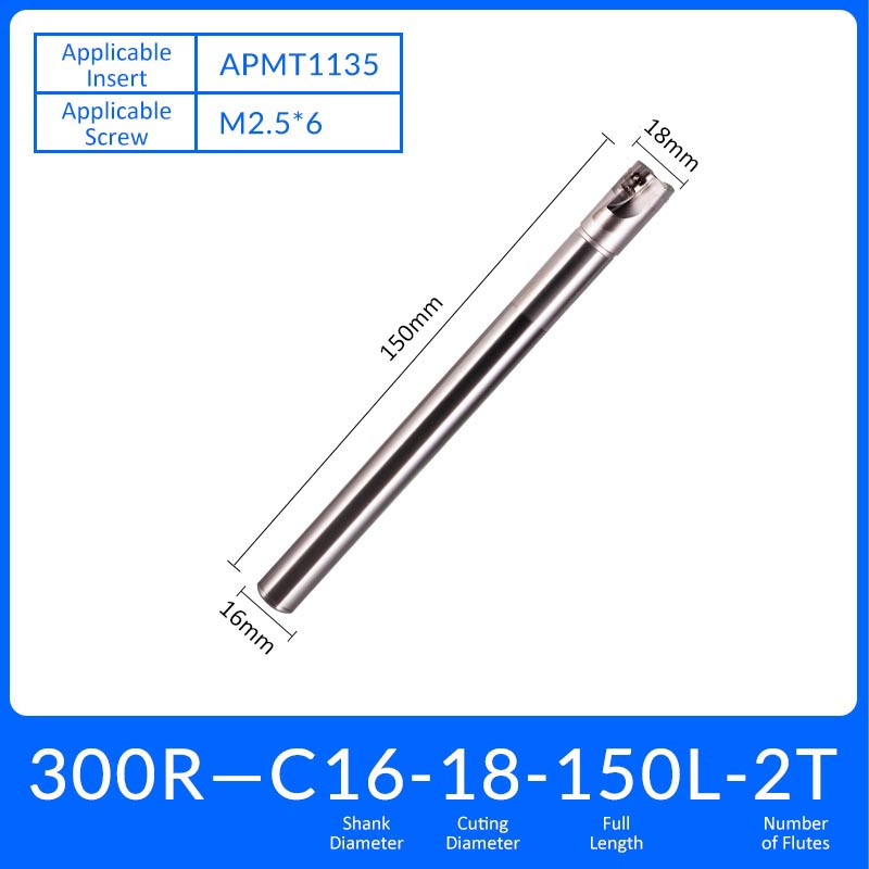 EAP300R C16-18-150-2T Square End Milling Cutter Extended Shank APMT/APKT Tool Holder - Da Blacksmith