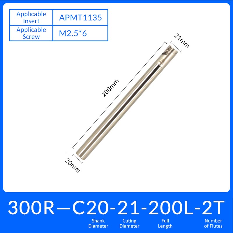 EAP300R C20-21-200-2T Square End Milling Cutter Extended Shank APMT/APKT Tool Holder - Da Blacksmith