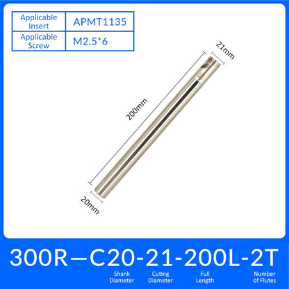 EAP300R C20-21-200-2T Square End Milling Cutter Extended Shank APMT/APKT Tool Holder - Da Blacksmith