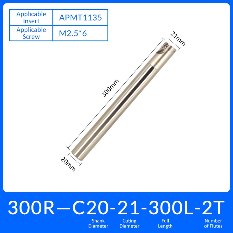 EAP300R C20-21-300-2T Square End Milling Cutter Extended Shank APMT/APKT Tool Holder - Da Blacksmith