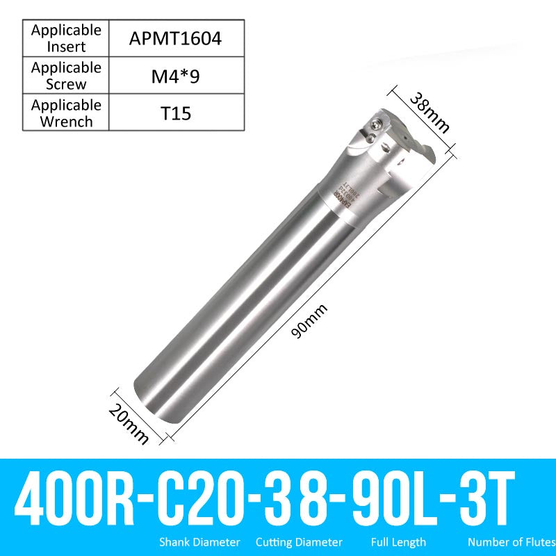 400R C20-38-90-3T Square End Milling Cutter Extended Shank APMT Tool Holder - Da Blacksmith