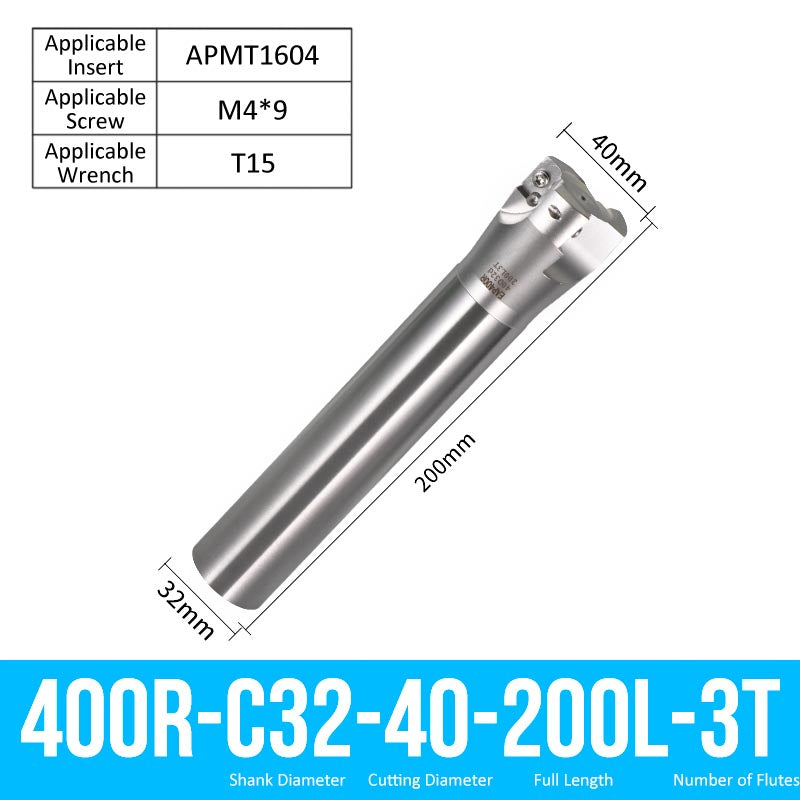 400R C32-40-200-3T Square End Milling Cutter Extended Shank APMT Tool Holder - Da Blacksmith