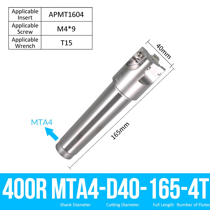 400R 40-MTA4 Square End Milling Cutter Extended Shank APMT Tool Holder - Da Blacksmith