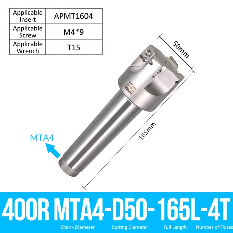 400R 50-MTA4 Square End Milling Cutter Extended Shank APMT Tool Holder - Da Blacksmith