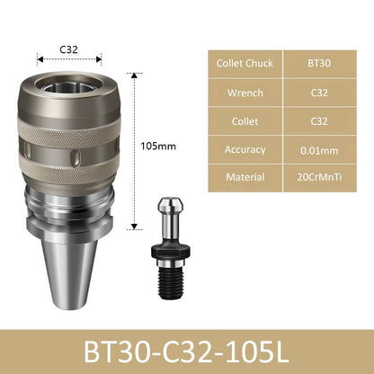 BT30-C32-105 Dust-proof Powerful Milling Collet Chuck for CNC Machining Center - Da Blacksmith