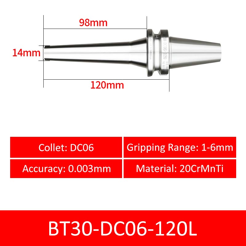 BT30-DC06-120L Collet Chuck High Precision Pull-back High-speed with Extended Shank Anti-Interference - Da Blacksmith