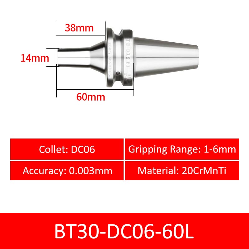 BT30-DC06-60L Collet Chuck High Precision Pull-back High-speed with Extended Shank Anti-Interference - Da Blacksmith