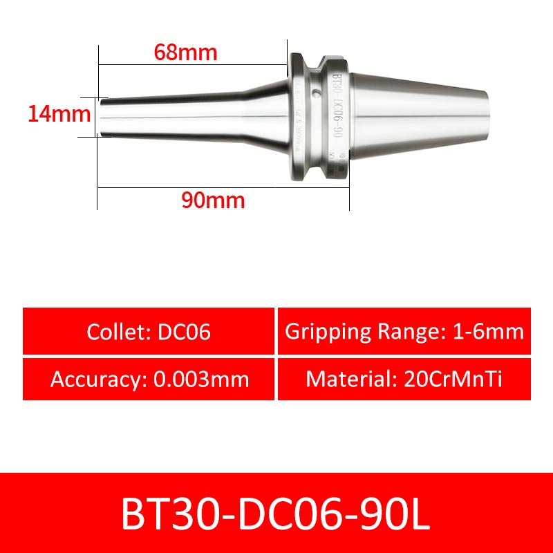 BT30-DC06-90L Collet Chuck High Precision Pull-back High-speed with Extended Shank Anti-Interference - Da Blacksmith