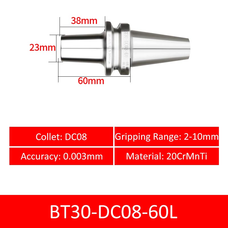 BT30-DC08-60L Collet Chuck High Precision Pull-back High-speed with Extended Shank Anti-Interference - Da Blacksmith