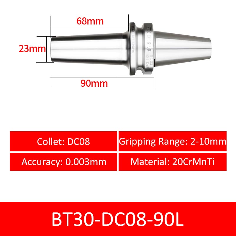 BT30-DC08-90L Collet Chuck High Precision Pull-back High-speed with Extended Shank Anti-Interference - Da Blacksmith