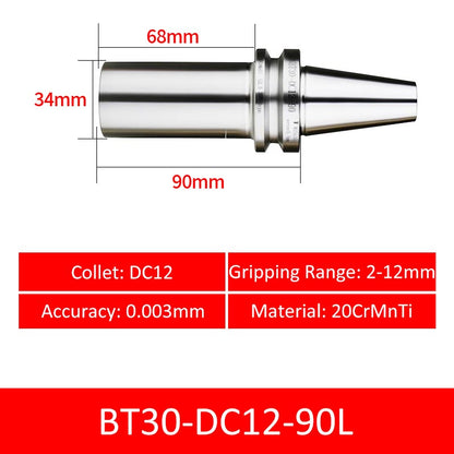 BT30-DC12-90L Collet Chuck High Precision Pull-back High-speed with Extended Shank Anti-Interference - Da Blacksmith