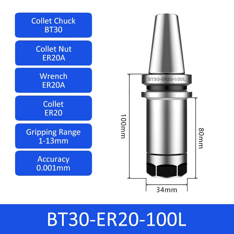 BT30-ER25-70L 0.001mm High-precision CNC Tool Holder ER Collet Chuck Dynamic Balance - Da Blacksmith