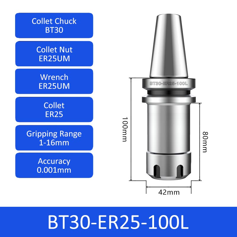 BT30-ER25-100L 0.001mm High-precision CNC Tool Holder ER Collet Chuck Dynamic Balance - Da Blacksmith