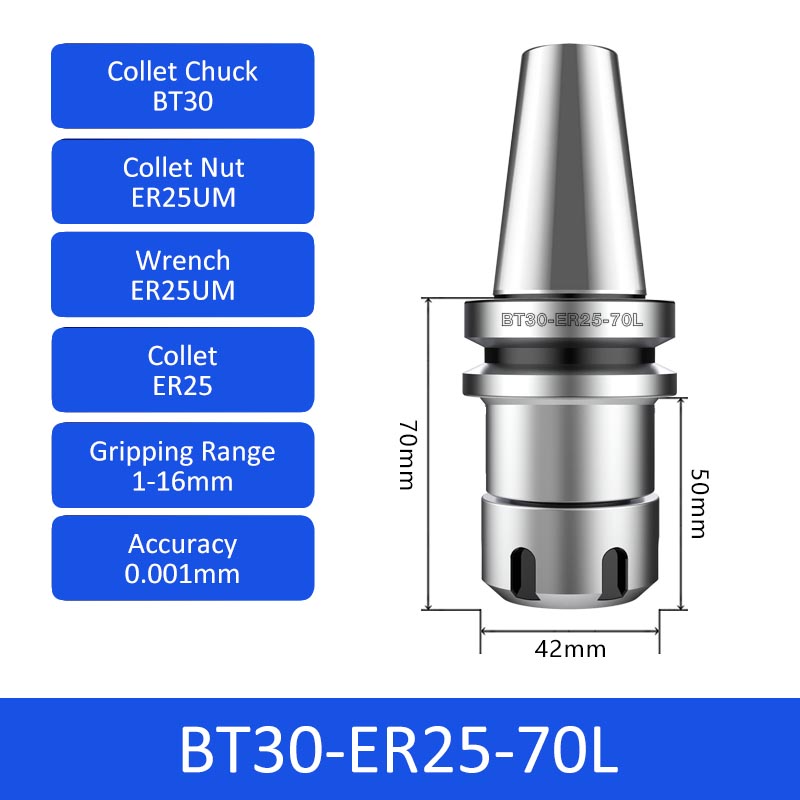 BT30-ER25-70L 0.001mm High-precision CNC Tool Holder ER Collet Chuck Dynamic Balance - Da Blacksmith