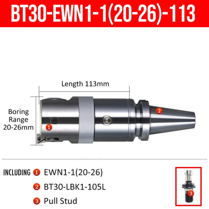 BT30-EWN1-1(20-26)-113L Fine Boring Cutter Tuning Head Adjustable Tool Holder - Da Blacksmith