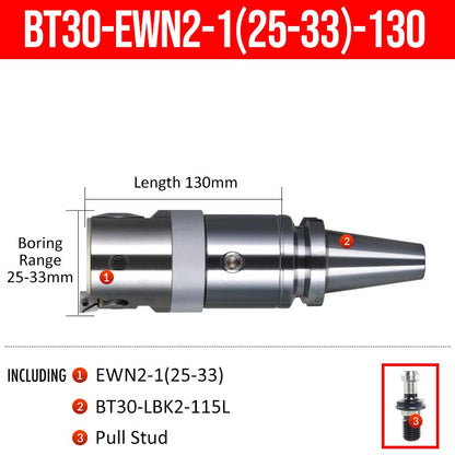 BT30-EWN2-1(25-33)-130L Fine Boring Cutter Tuning Head Adjustable Tool Holder - Da Blacksmith