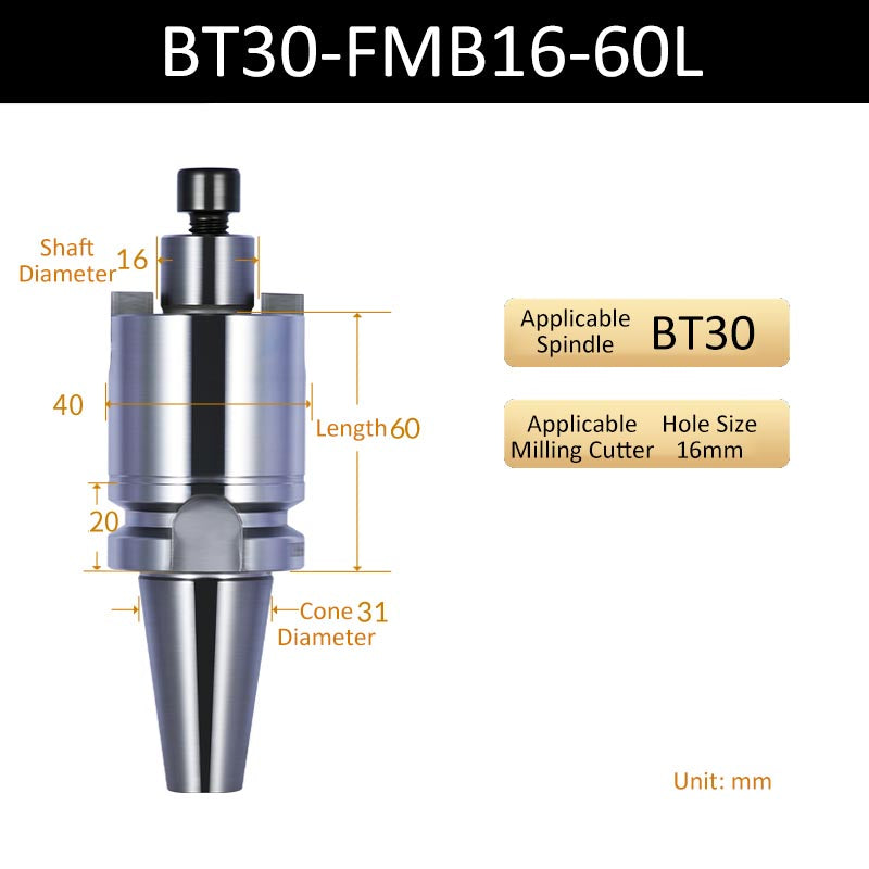 BT30-FMB16-60L CNC Face Milling Handle for Machining Center Milling Cutter Connecting Rod - Da Blacksmith