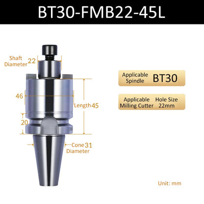 BT30-FMB22-45L CNC Face Milling Handle for Machining Center Milling Cutter Connecting Rod - Da Blacksmith