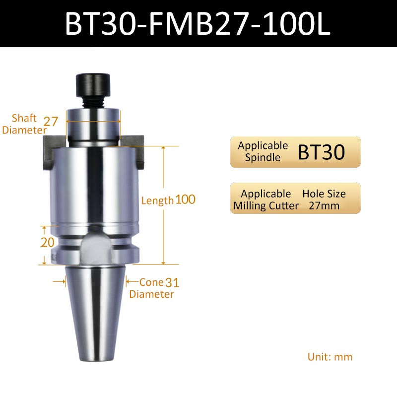 BT30-FMB27-100L CNC Face Milling Handle for Machining Center Milling Cutter Connecting Rod - Da Blacksmith