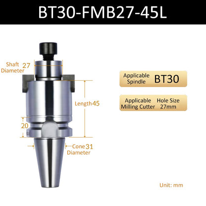 BT30-FMB27-45L CNC Face Milling Handle for Machining Center Milling Cutter Connecting Rod - Da Blacksmith