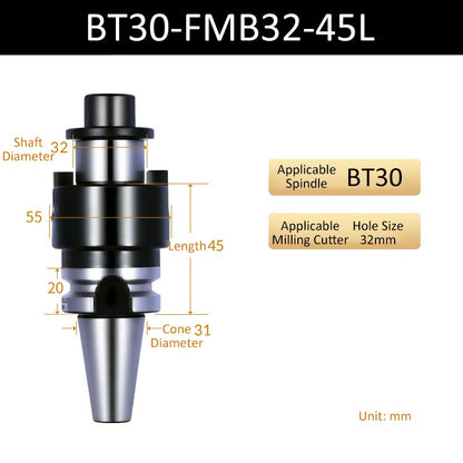 BT30-FMB32-45L CNC Face Milling Handle for Machining Center Milling Cutter Connecting Rod - Da Blacksmith