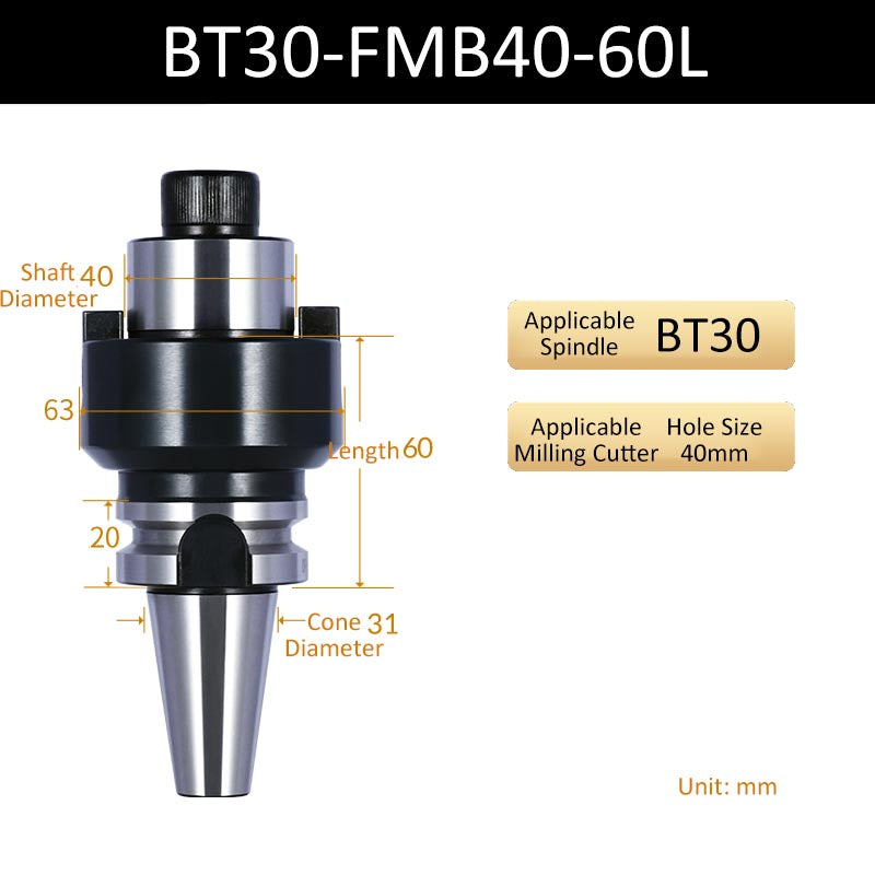 BT30-FMB40-60L CNC Face Milling Handle for Machining Center Milling Cutter Connecting Rod - Da Blacksmith