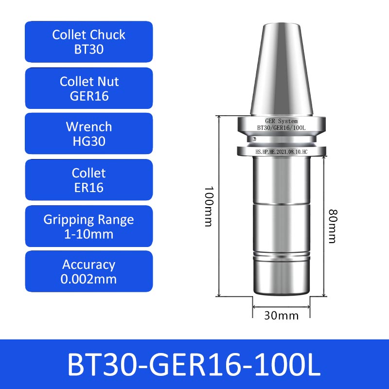 BT30-GER16-100L CNC Dynamic Balance High-Speed Collet Chuck - Da Blacksmith