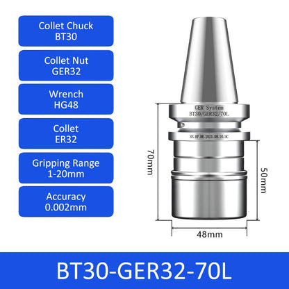 BT30-GER32-70L CNC Dynamic Balance High-Speed Collet Chuck - Da Blacksmith